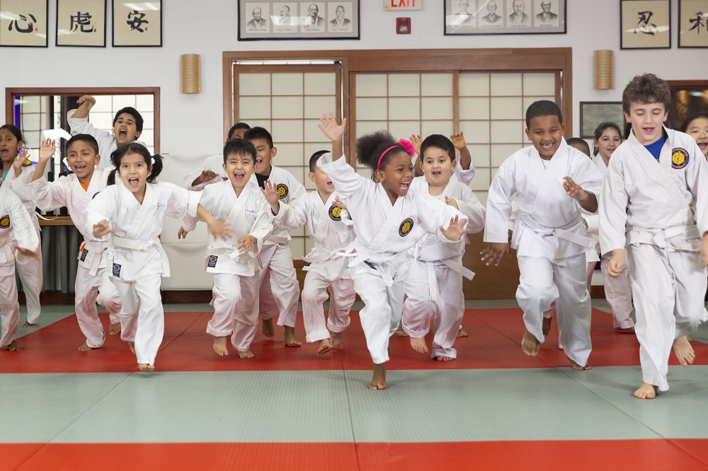 Kids martial arts class training together at Go No Sen Karate in Peekskill